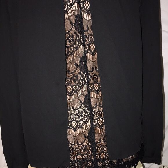 Papaya Women's Black Lace Long Sleeve Blouse Top Size Large - Picture 5 of 7